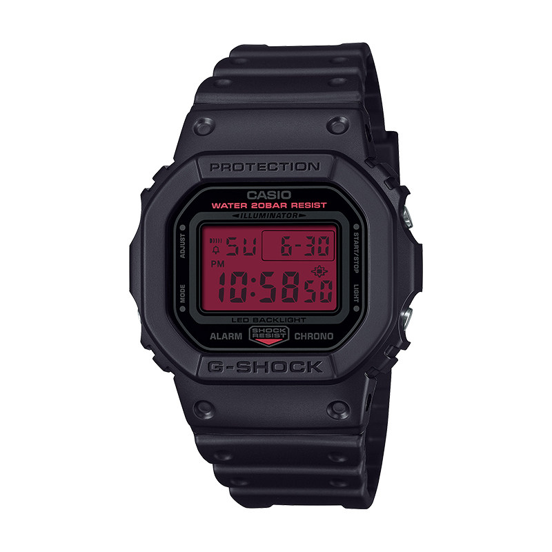 卡西欧手表男G-SHOCK血屏小方块运动防水黑武农家橡树DW-5600BBR