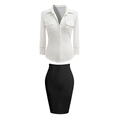 通勤简约百搭白衬衣半身裙套装