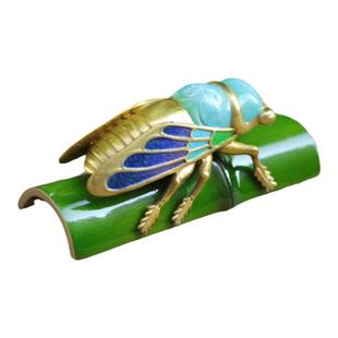 纯铜知了镇纸摆件黄铜镇纸书房铜镇尺桌面装饰品复古精致礼品送礼