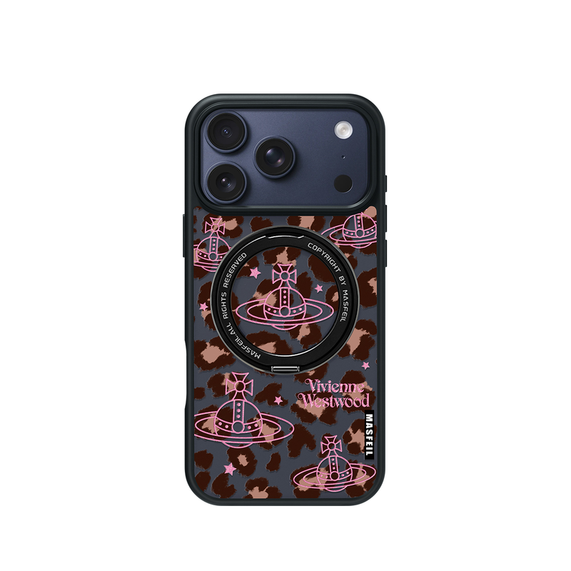 ANGYING × 土星豹纹适用苹果17promax手机壳iPhone16pro新款15带支架ip13全包Fo5磁吸支点套创意14高级感
