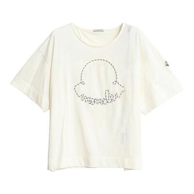 Moncler/盟可睐女士休闲logo刺绣徽标纯色短袖T恤银泰百货 301596