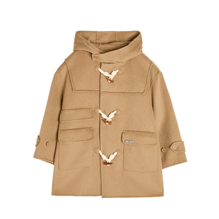 suntomorrow儿童羊毛呢子大衣2025冬装新款男童牛角扣中长款外套
