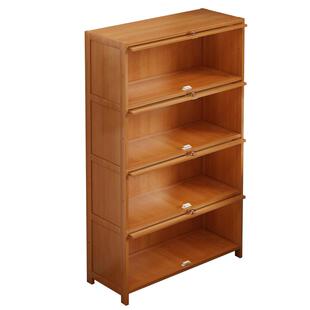 书架落地置物架家用儿童书柜非实木多层储物柜带门防尘书本收纳架