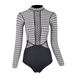 Saveocean 2mm潮月超弹长袖包臀后拉链镂空比基尼湿衣网格时尚瘦