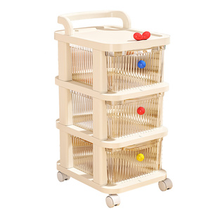 小推车置物架落地抽屉式零食架子家用多层婴儿收纳玩具杂物储物柜