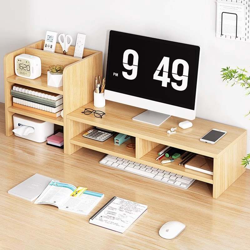 新品 原木风电脑壁挂式笔记本增高架抬高办公桌面书架支撑收纳置