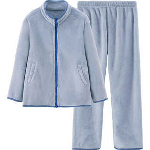 euv 儿童珊瑚绒睡衣男女童春秋款套装中大童小孩秋冬法兰绒家居服