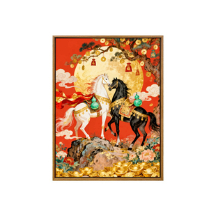 2025年新款福马献瑞国潮数字油画手绘diy填充色客厅玄关摆件装饰