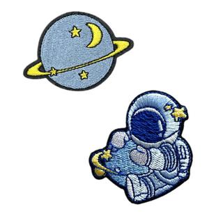 卡通太空星球宇航员自粘布贴DIY可贴可缝衣服补丁贴情侣装饰贴