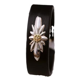 一休高桥吾郎 进口枥木鞍革925银扣皮手环手镯真皮手环