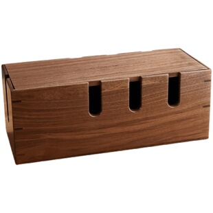 木质集线盒桌面收纳整理电源线插座插排盒电线理线器数据线遮挡器