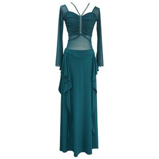 肚皮舞服装2026新款仙气两穿遮肚喇叭袖练功服东方舞团体表演出服