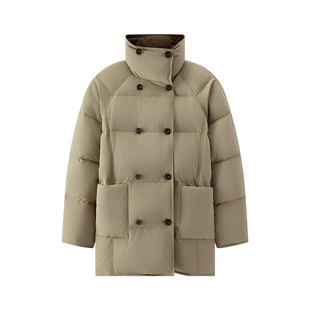 森马羽绒服女冬中长款oversize插肩袖80绒子2025新款优雅复古风衣