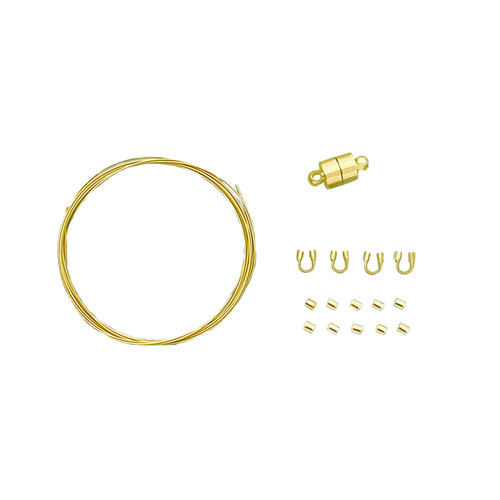 14K包金保色磁吸扣材料包手工diy穿珍珠手链项链专用钢丝线绳配件