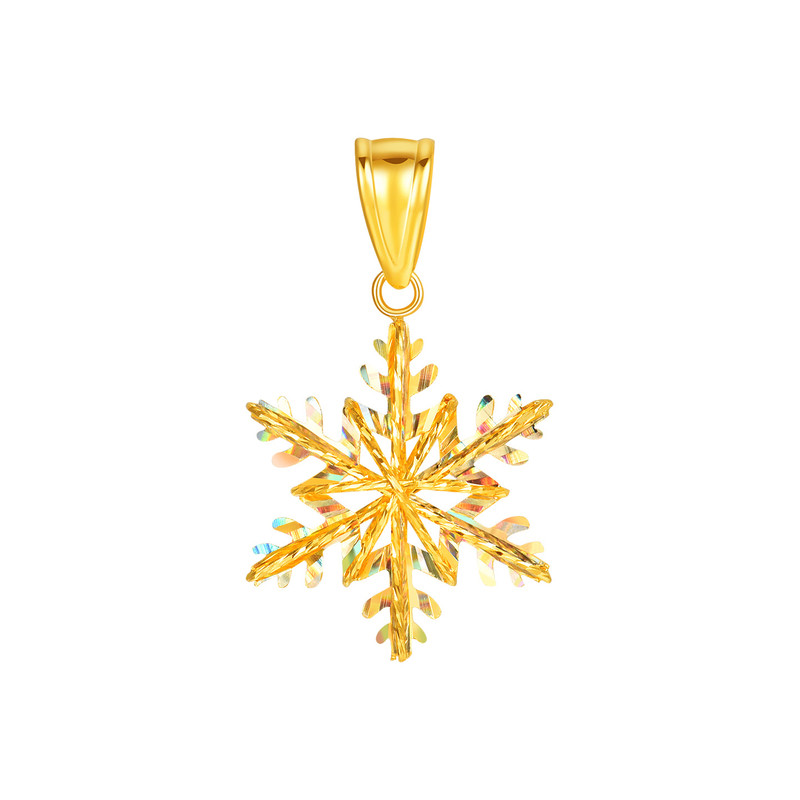 明牌珠宝雪华炫彩18K金吊坠