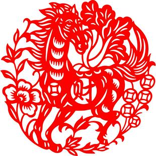 马到成功龙马精神马上封侯骏马图腾剪纸生肖窗花玻璃墙贴装饰成品