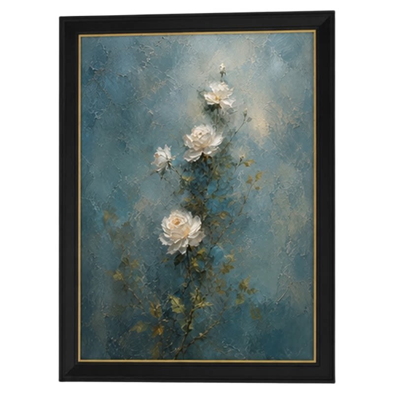 中古风手绘油画立体花卉装饰画