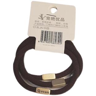 无接缝发圈高弹力黑皮筋成人扎头发强悍加粗发绳印字日韩简约头绳