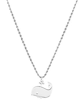 银色鲸鱼钛钢蛇骨链男女项链吊坠