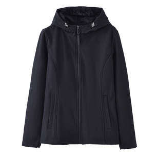 欧美户外防风雨雪连帽加绒软壳显瘦运动休闲外套外贸原单女装秋冬