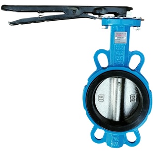 手动对夹蝶阀D71X-10/16手柄碟阀水风铸铁阀门4寸6寸DN80 100 150