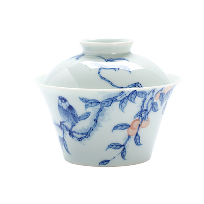 福玉龙景德镇青花手绘盖碗