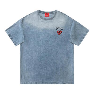 查尔斯桃心牛仔短袖T恤