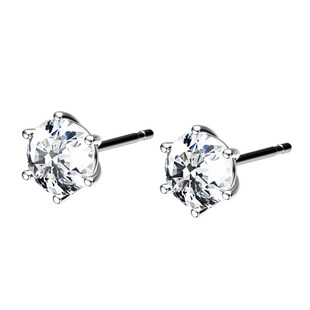 18K金培育钻石耳钉女款经典六爪钻戒订婚结婚Au750耳环珠宝首饰