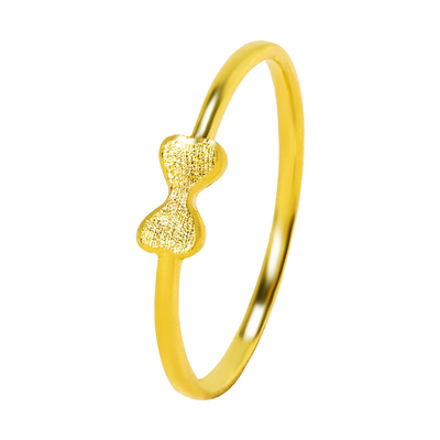 百利金小克重实心足金蝴蝶结戒指