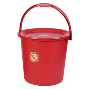 塑料水桶红色喜桶喜庆结婚家用提手带盖大号乔迁之喜搬家红桶加厚