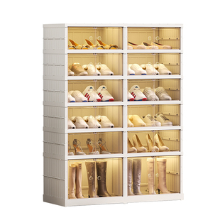 爱丽思免组装收纳鞋盒多层塑料鞋架家用防尘鞋柜置物门外储物柜AJ