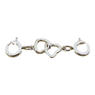 s925纯银双扣心形扣爱心叠扣手工DIY项链手链串绳双弹簧扣配件扣