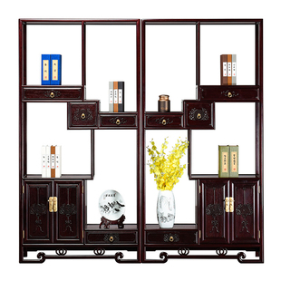 红木赞比亚血檀博古架中式展示架玄关隔断架非洲小叶紫檀陈列架