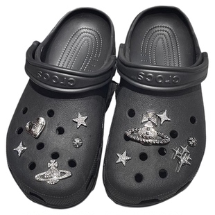 小红书同款洞洞鞋配饰金属系闪耀星星可拆卸鞋花装饰扣适配Crocs