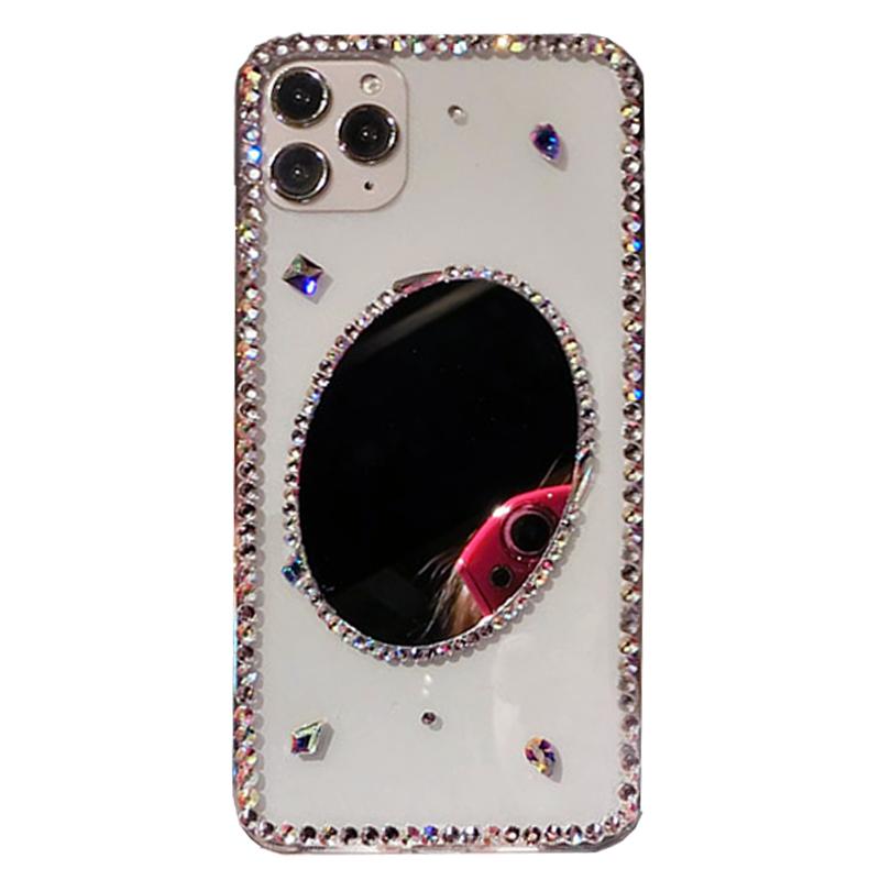 适用iPhone17苹果16promax手机壳14带镜子13mini透明15女款12水钻iphone11全包挂绳简约大气