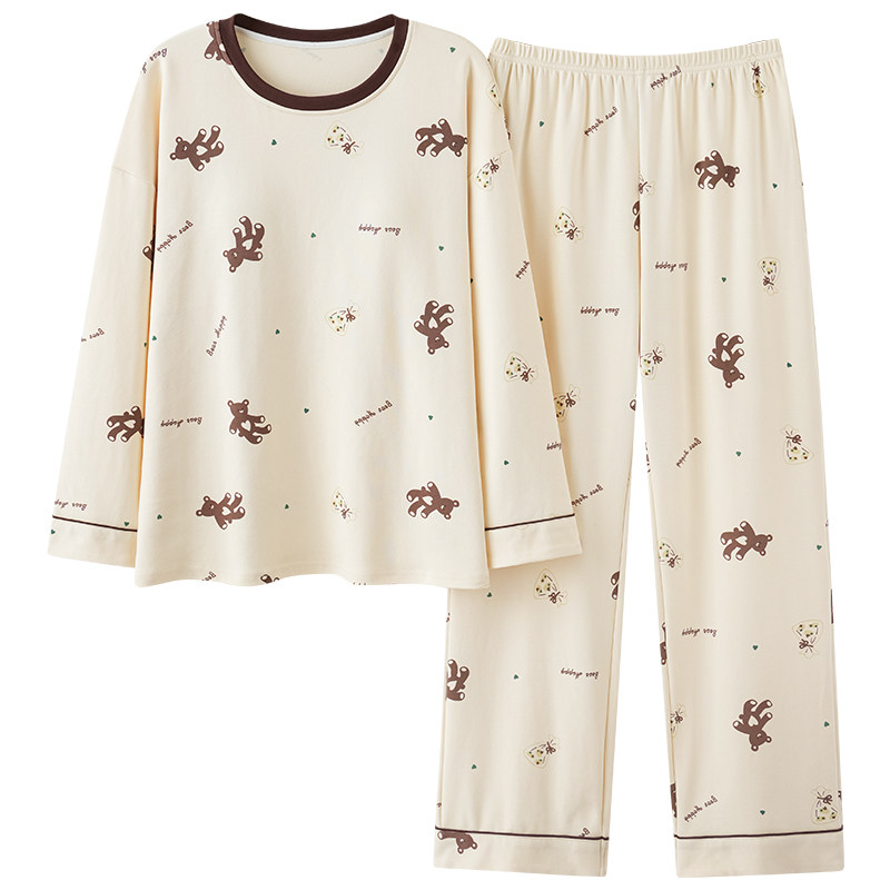 长袖睡衣套装女夏冬天家居服大码