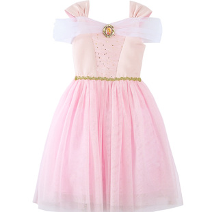 迪士尼儿童装睡美人女童连衣裙演出服夏蓬蓬纱裙子爱洛吊带公主裙