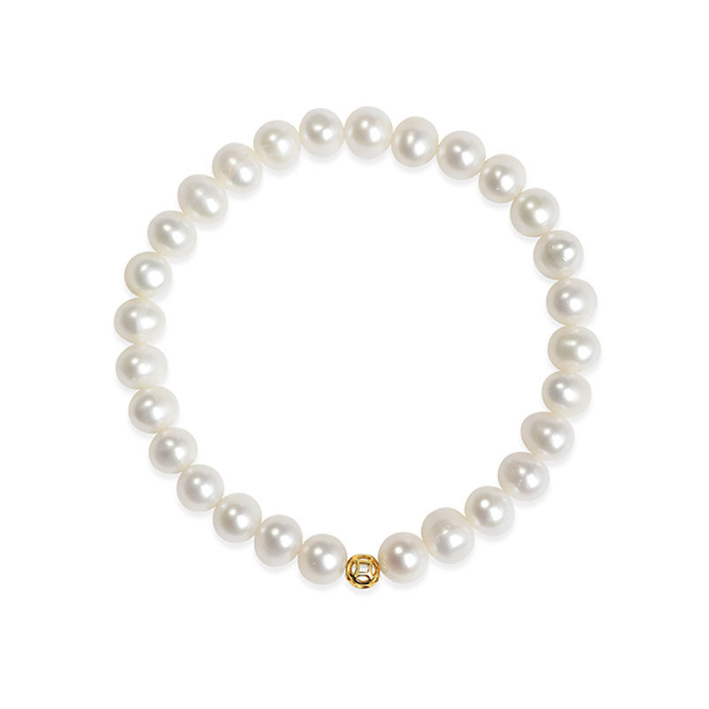 京润珍珠 朝怡925银淡水珍珠手链5.3-6.3mm近圆形白色生日礼物女P