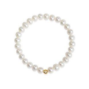 京润珍珠 朝怡925银淡水珍珠手链5.3-6.3mm近圆形白色生日礼物女P