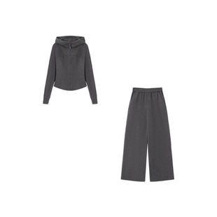 XWI欣未LULU风含蚕丝羊毛连帽卫衣套装女春季运动减龄穿搭一整套