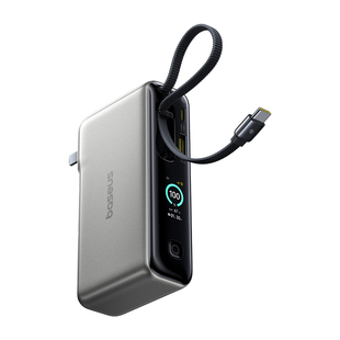 【3c认证可上飞机】倍思超能充三合一充电宝器2026新款智能屏大容量快充能量棒适用苹果17移动电源自带线插头