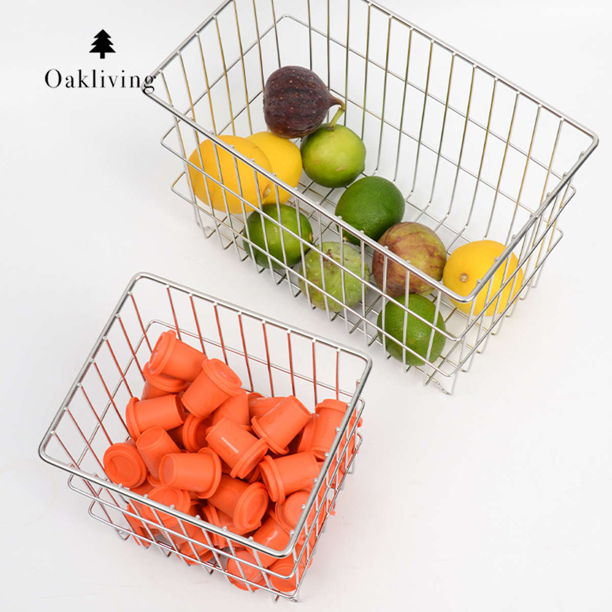 oakliving304不锈钢收纳筐厨房储物篮零食水果收纳篮浴室杂物筐