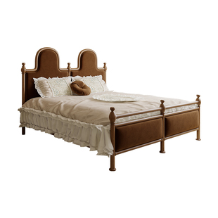 大司马 法式复中古老巴黎床白蜡木婚床实木双人床榉木1米8双人床