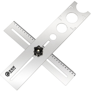 瓷砖开孔定位器不锈钢多功能六折尺泥瓦工辅助工具打孔贴瓷砖神器