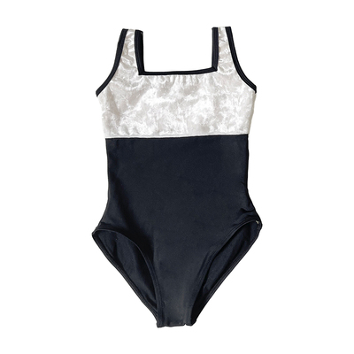 YUMO芭蕾舞练功服女拼色艺考高跨前后方领形体基训服舞蹈连体服