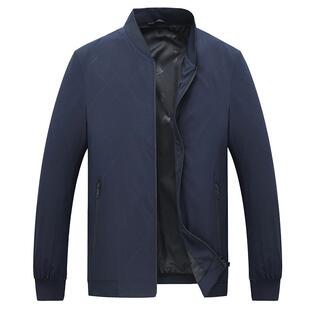 爸爸春装外套简约线条印花中老年男士棒球服休闲夹克薄款40-50岁