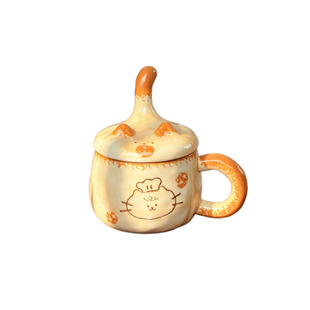 猫猫可爱咖啡杯创意猫猫马克杯高颜值礼物小众设计焦黄猫咪图案杯