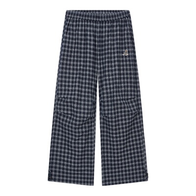 BONELESS小狗刺绣标格纹显瘦伞兵裤宽松抽绳百搭阔腿休闲裤长裤