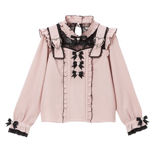 梦展望Dear My Love 2025日系心形颈饰蝴蝶结衬衫长袖上衣 534149