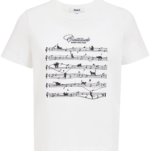 【宠物派对】ONLY2026春季新款纯棉上衣猫咪印花圆领短袖T恤女